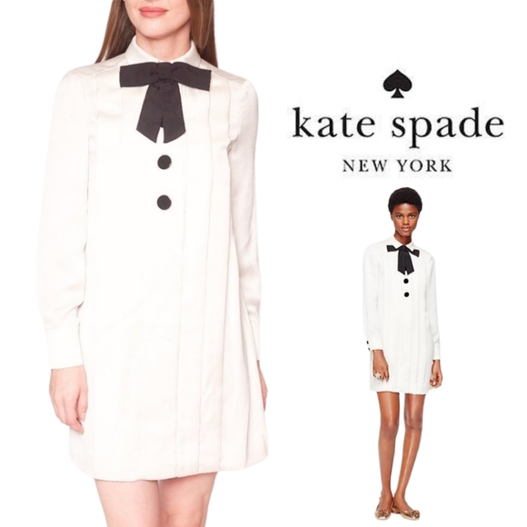kate spade Dresses & Skirts - 6HRONLY❗Kate Spade Satin Crepe Bow Shirt Dress